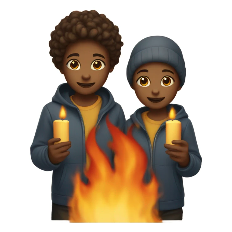 Girl and boy twins holding flames sticker