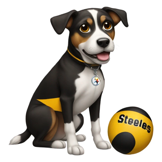 Dog wearing a Steelers jersey  sticker