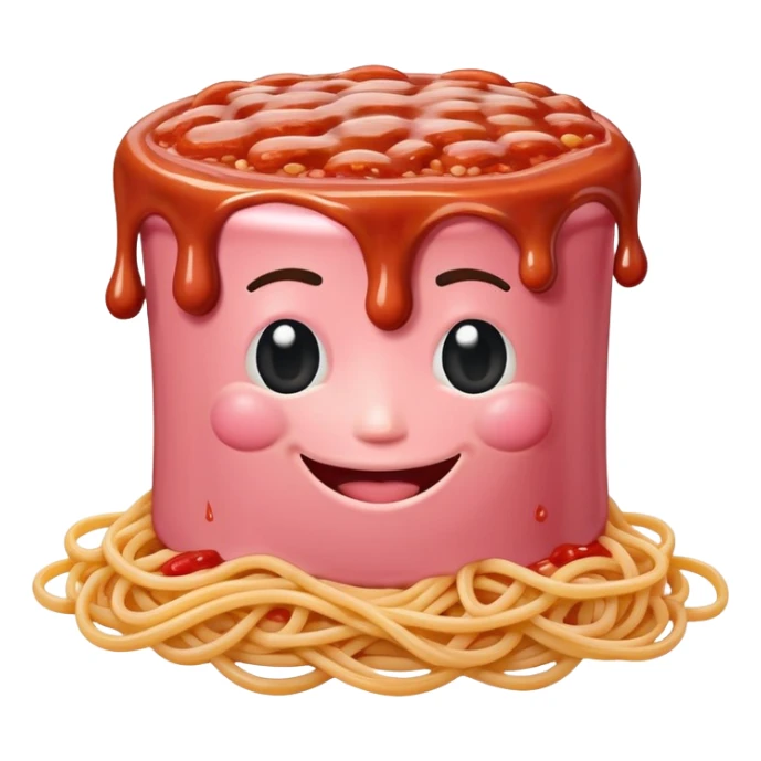  SPAM meat melted pink dripping sauce spaghetti monalisa portrait sticker