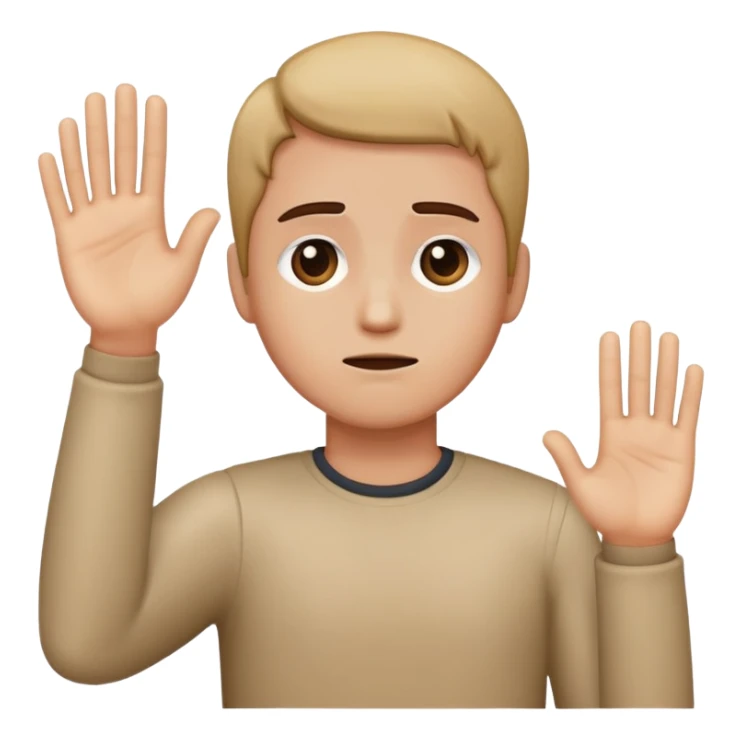 Sad face with one arm up and the other one in front  sticker