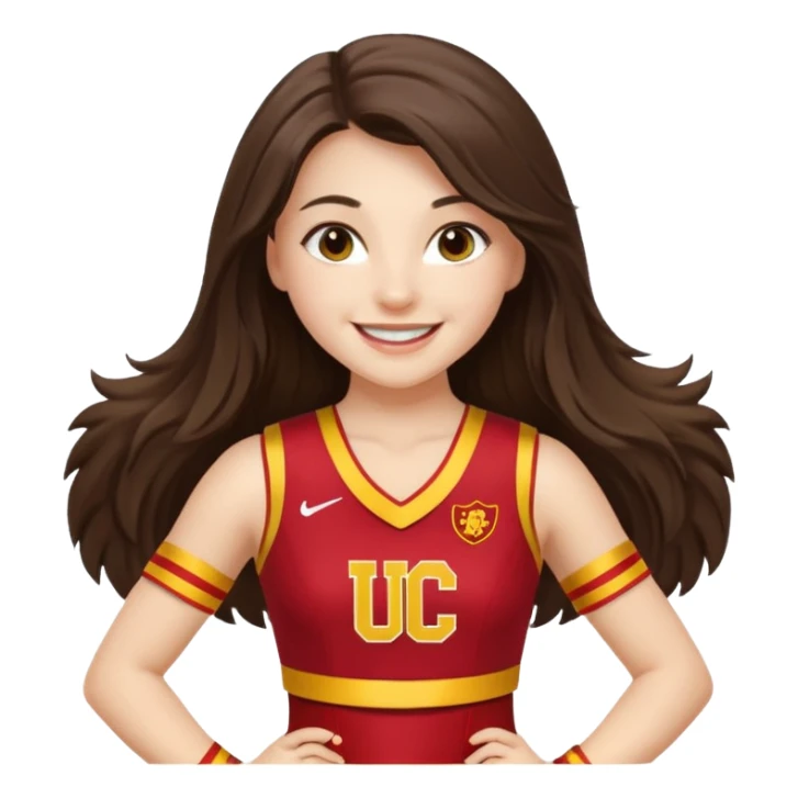white happy long haired brunette girl in USC cheerleader outfit sticker