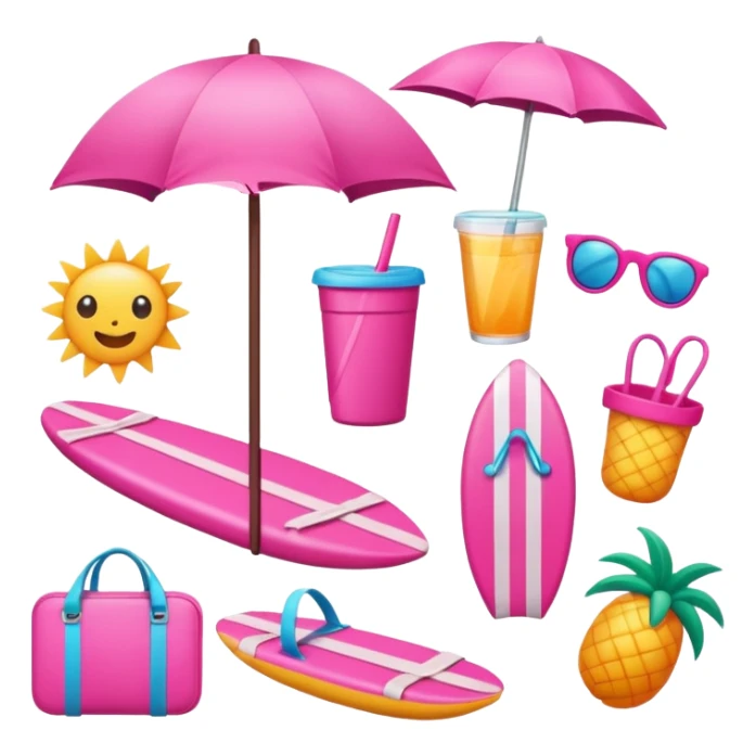 A bundle of Summer vacation with pink color sticker