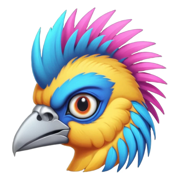 bird with piercings  and mohawk single vibrant colour  two eyes sticker