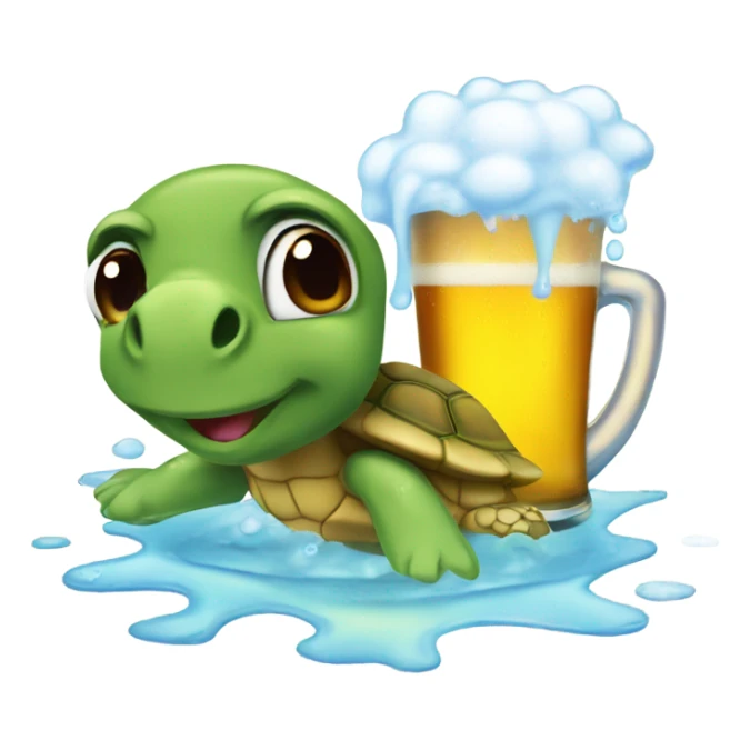 Cute little turtle takes a bath in a beer glass sticker