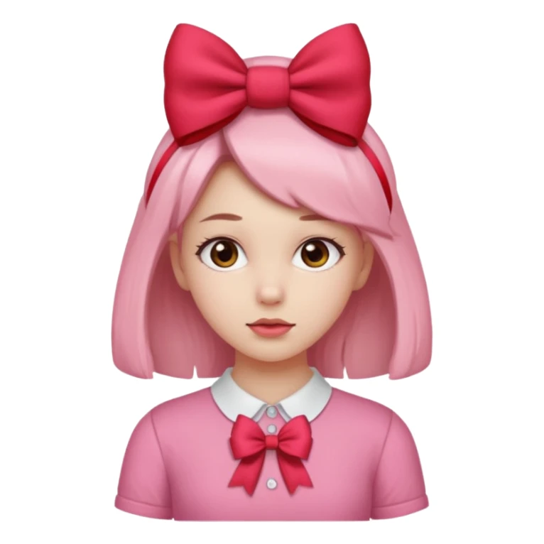 Girl with red bow on her head and pink shirt sticker
