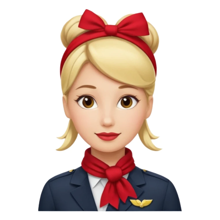 azafata de vuelo rubia con pañuelo rojo, y moño sticker