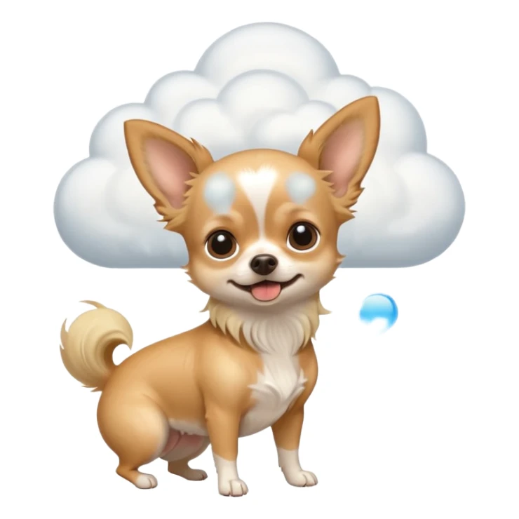 Blonde long hair chihuahua with fart cloud sticker