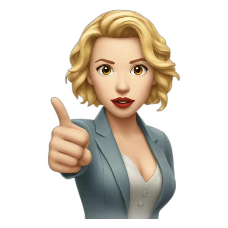 Scarlett Johansson pointing finger up sticker
