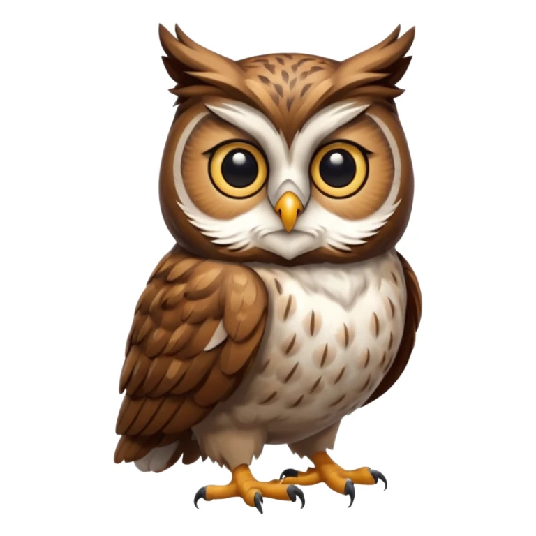 The real-life full sized owl with cat's face on transparent background sticker