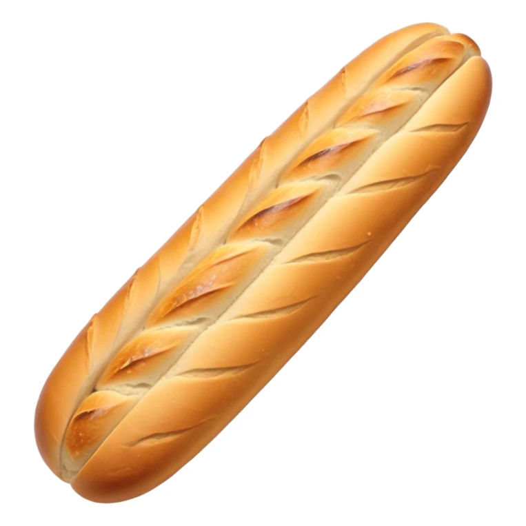 Cinematic Realistic Baguette Bread Emoji, showcasing a long, crusty baguette with a crisp exterior and soft interior rendered with lifelike textures and warm, rustic lighting. sticker