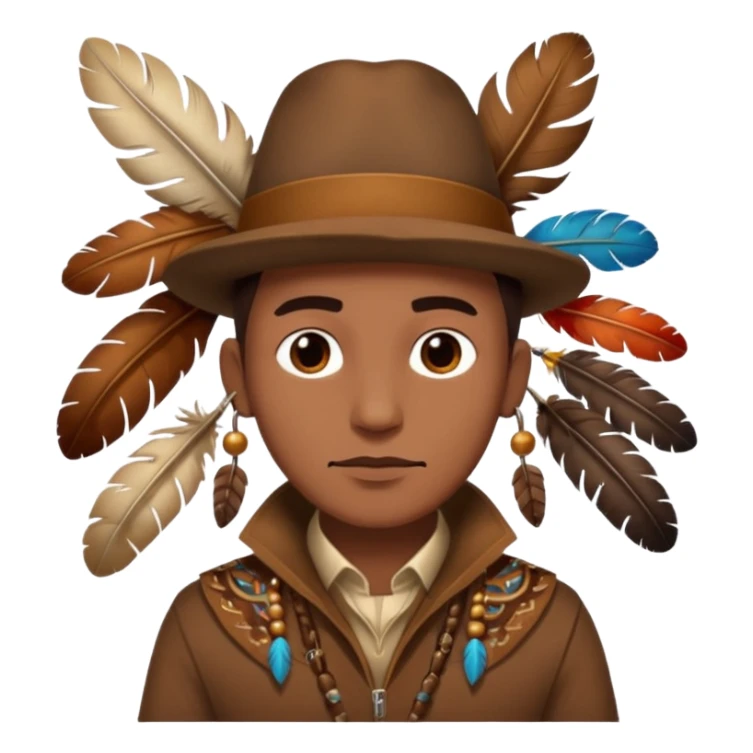 Classic hunter image, with brown clothes and some decorations made of animals sticker