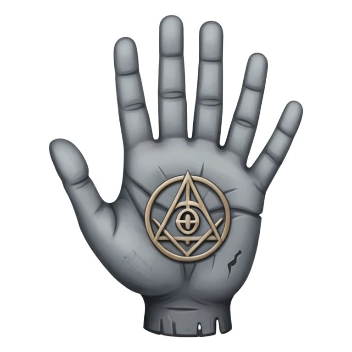 grey hand with an occult symbol on the palm sticker