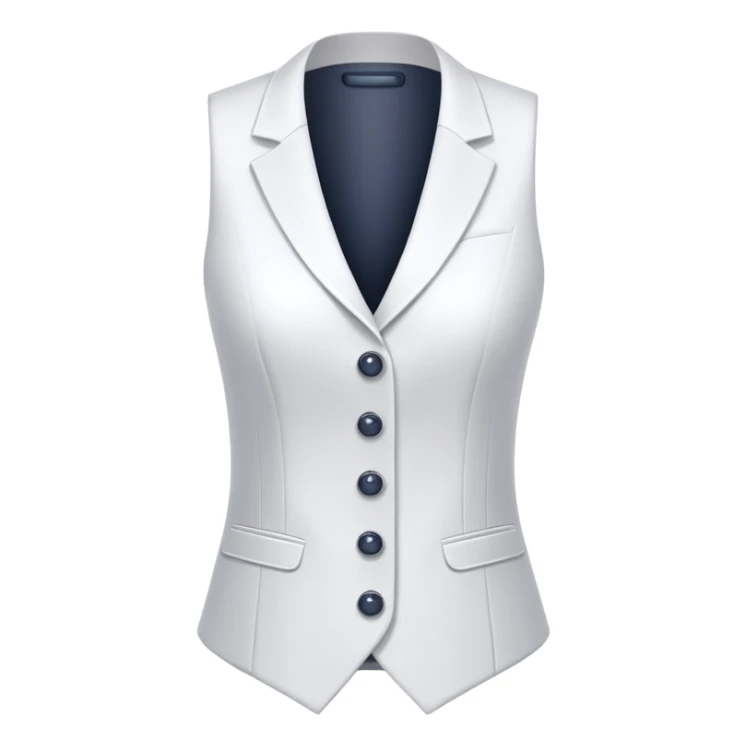 white formal vest for women with 3 white buttons and 2 front pockets sticker