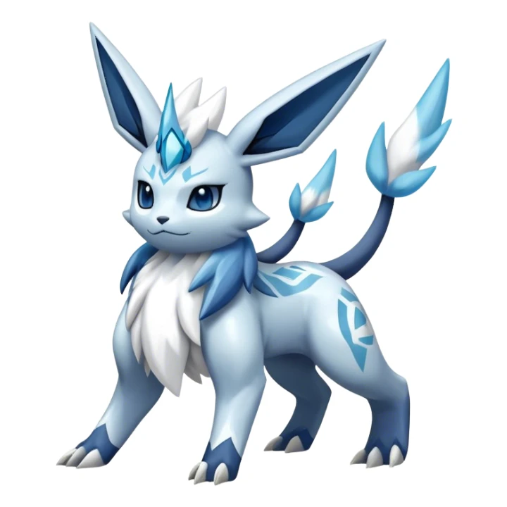 Fluffy ethereal Kyurem-Glaceon-dialga-hybrid, full body sticker