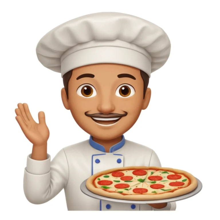 smiling Italian chef spinning pizza dough sticker