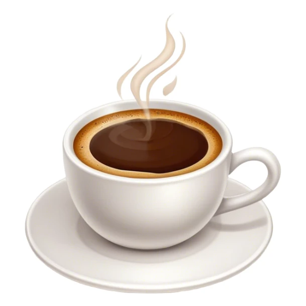 Cinematic Realistic Turkish Coffee Drink Emoji, depicted as a small cup of strong, aromatic coffee with thick foam rendered with detailed textures and warm, inviting lighting. sticker