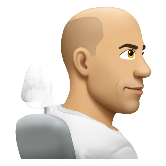 Vin Diesel in profile driving a car sticker