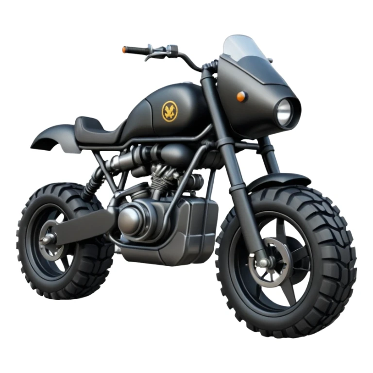 Very Low riding, extended wheelbase, road hogging Mech motorcycle with very large(45 inches) off-road tires and large powerful engine  sticker