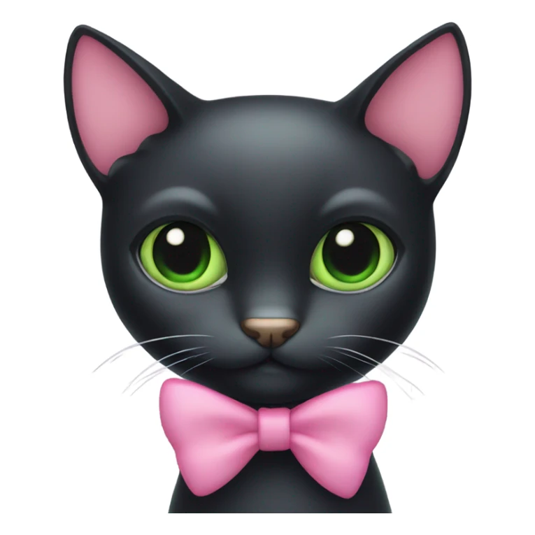 black cat green eyes and pink bow sticker