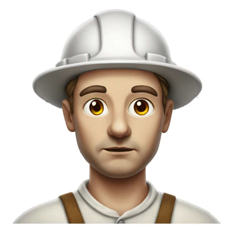 Photorealistic serious white skin Factory worker XVII century sticker