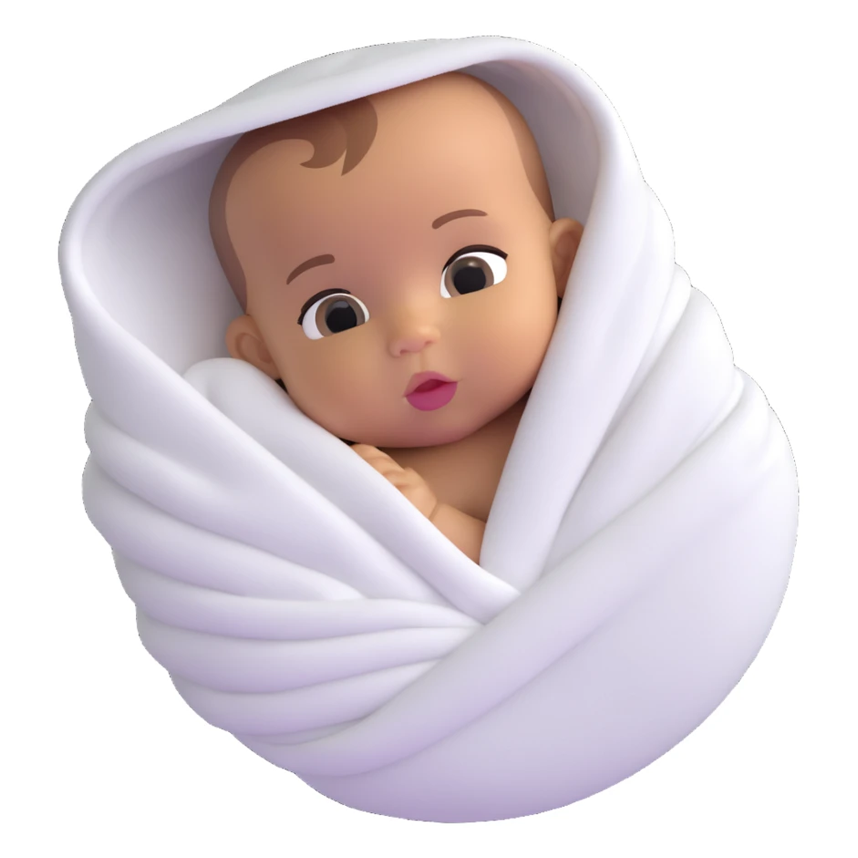 tanned baby swaddled in a white blanket sticker