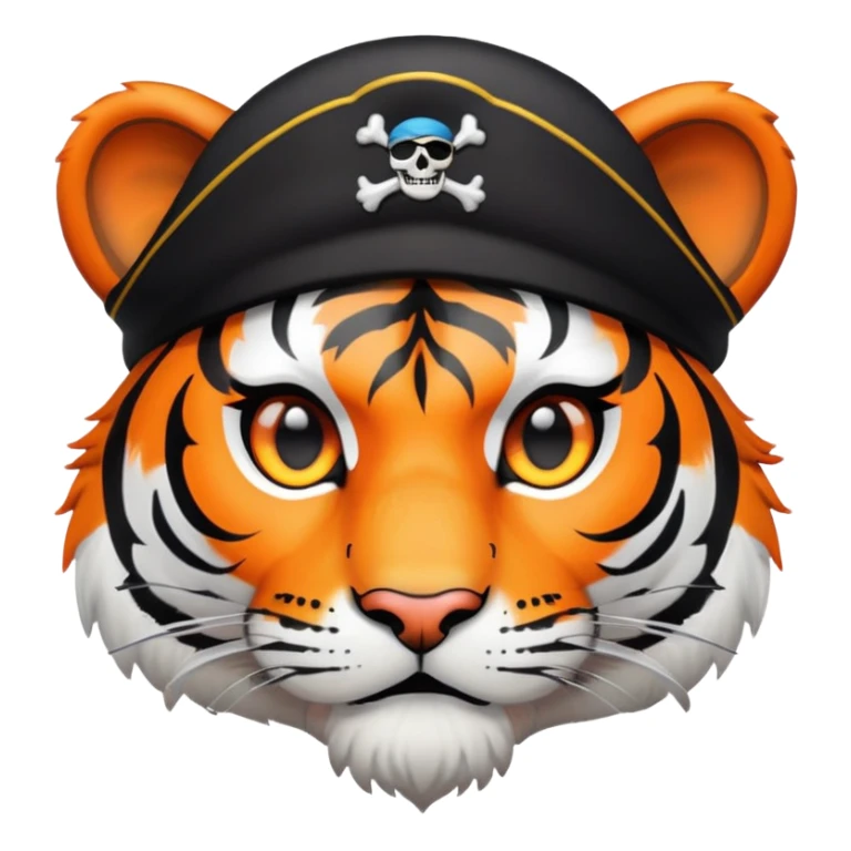 pirate tiger face with eye patch and captain hat for Twitch emote sticker