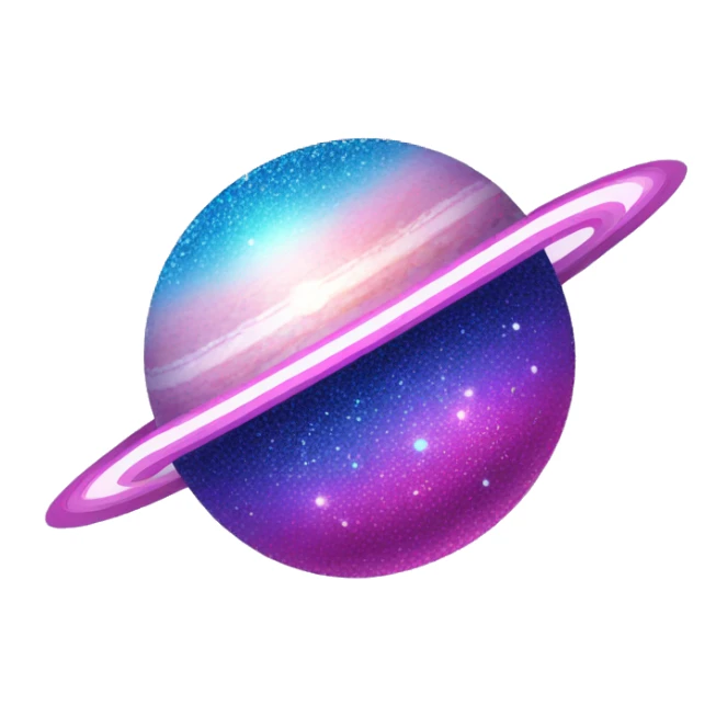 sparkly glittery blue purple and pink glitter planet with white saturn ring sticker