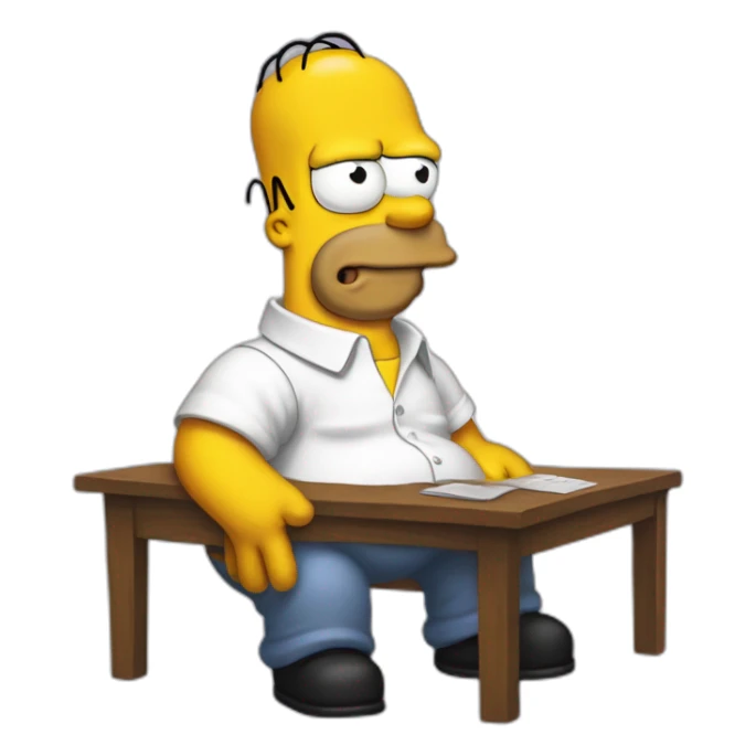 homer simpson with white shirt with the letter m on the chest sticker