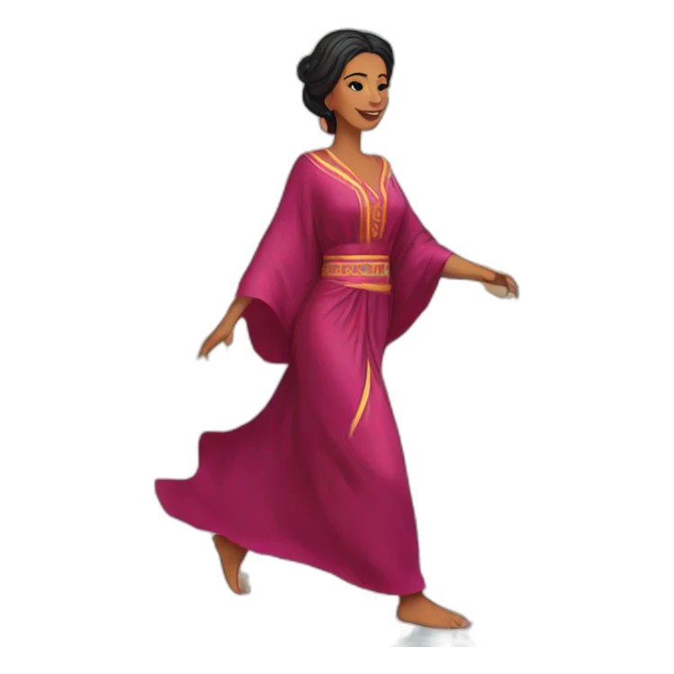 A woman wearing the morrocan kaftan running sticker