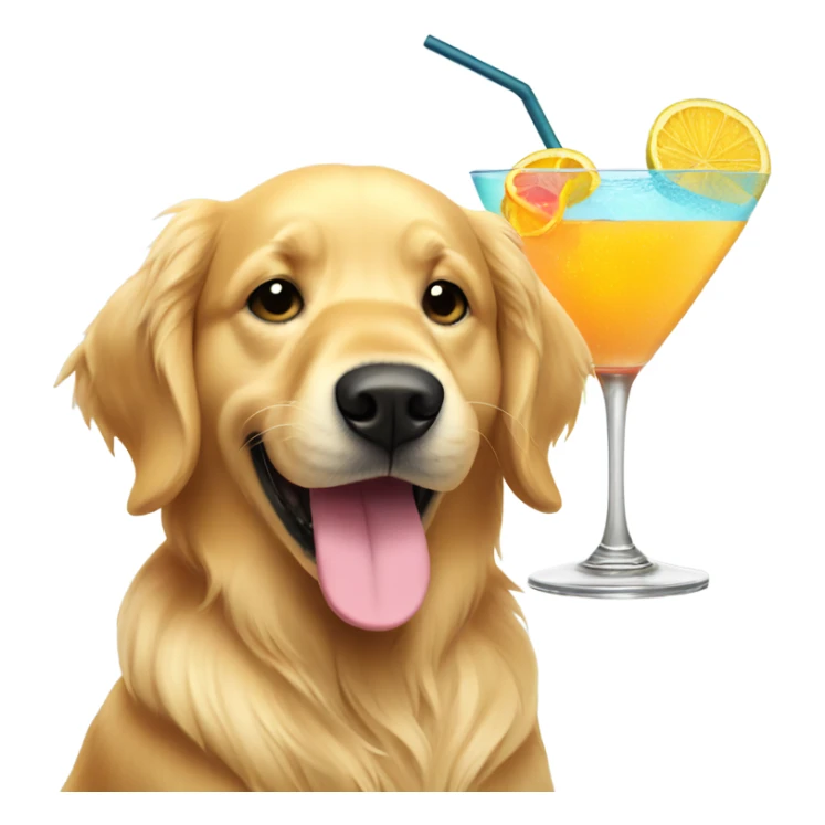Golden retriever drinking beach cocktail sticker