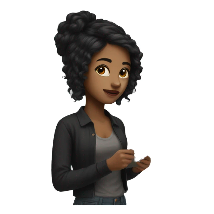 Artist with paintings girl with black hair  sticker