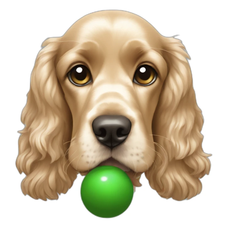 Beige coloured cocker spaniel with green and blue ball in its mouth sticker