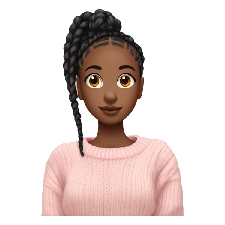 pretty black girl with box braids in light pink sweater cozy sticker