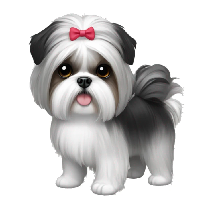 shihtzu white grey and black wearing tutu sticker