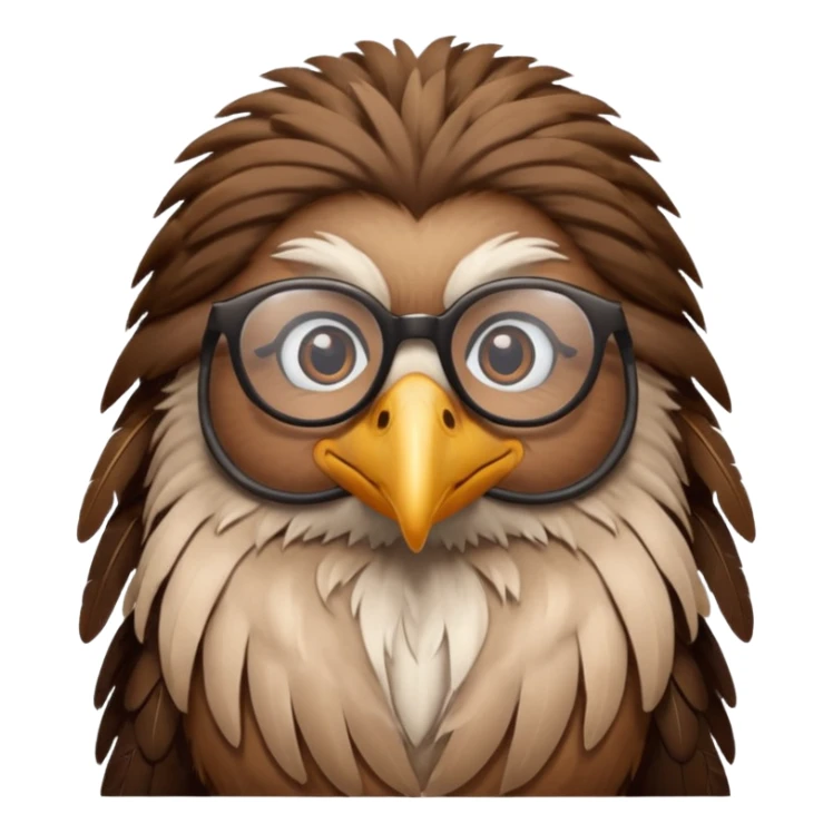 long hair bird with glasses sticker