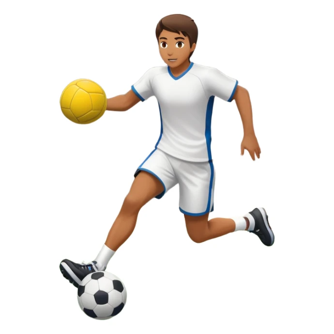 An icon showcasing a virtual sports game, featuring a player in action on the stadium or court. The design includes dynamic movement, like kicking a soccer ball or swinging a tennis racket, with a virtual scoreboard and crowd in the background. Transparent background sticker