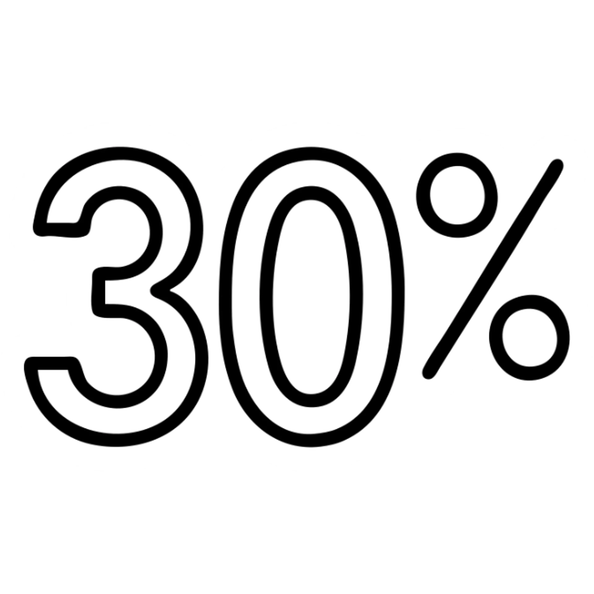 the number 30% in a minimalistic icon style, using geometric shapes and a neutral color palette sticker