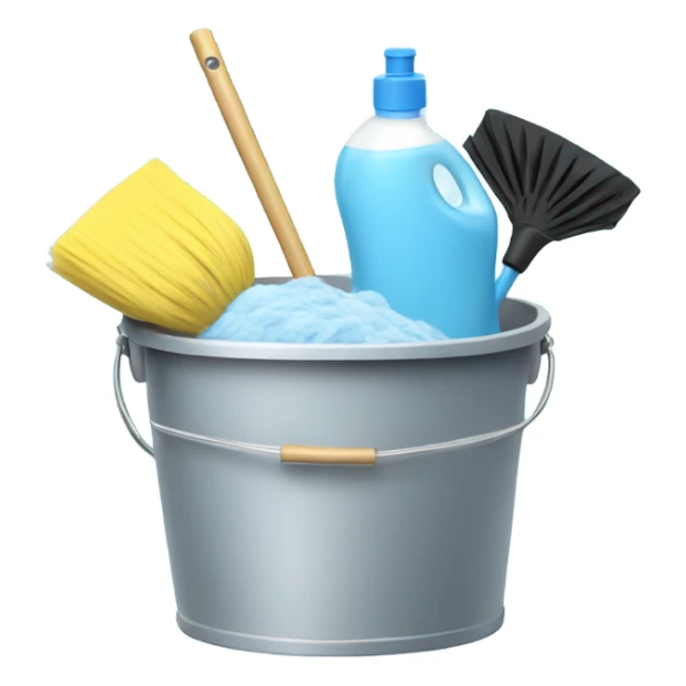 Bathroom Cleaning supplies in a bucket light blue  sticker