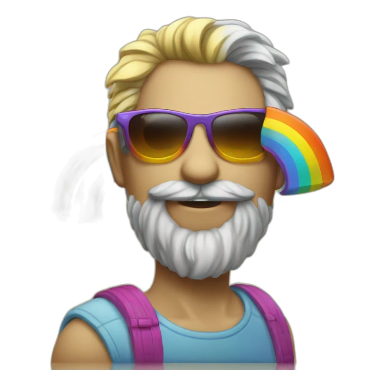 cool rainbow poop with sunglasses sticker