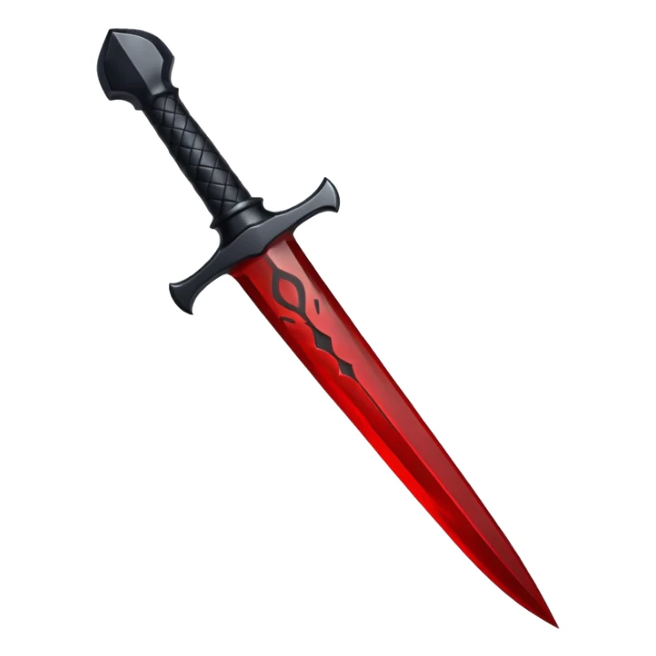 iOS emoji, dark fantasy dagger, obsidian blade, runes, blood drop, clean render, minimalism sticker