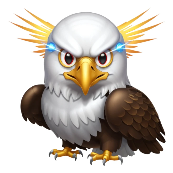 Eagle flying with lasers shooting out of eyes sticker