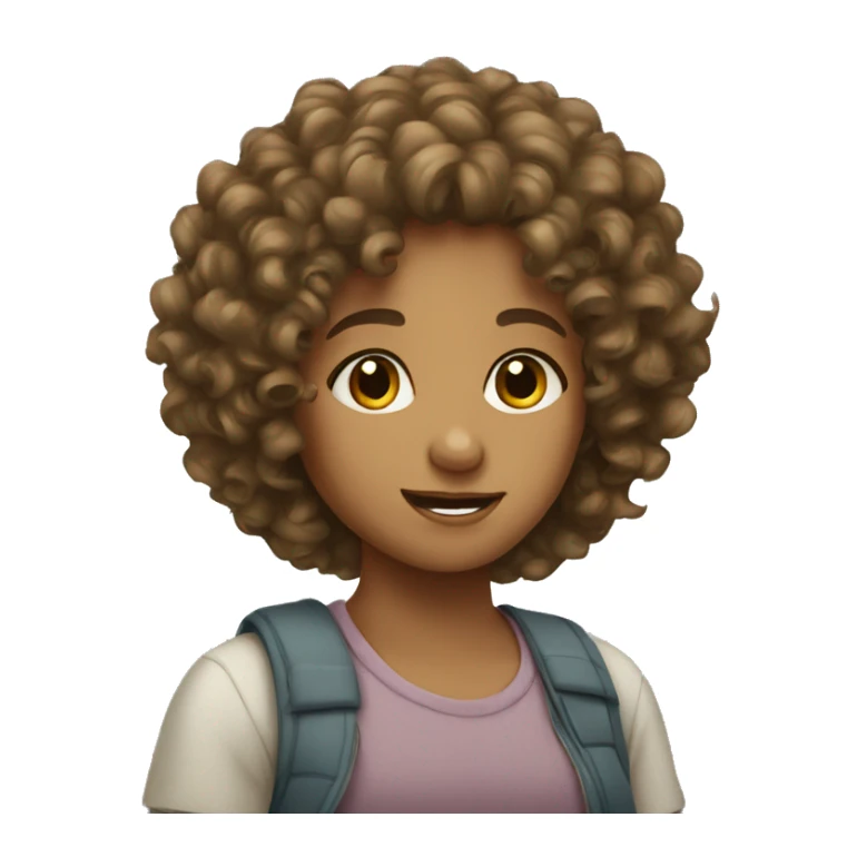 Curly haired girl with tan sticker