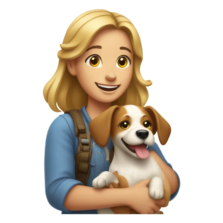smiling girl holding dog sticker