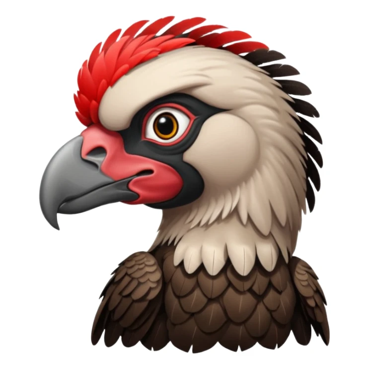 mature vulture with black and red feathers looking straight ahead. sticker