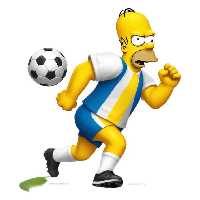 Homer Simpson playing soccer with the word “Halftime” behind him sticker