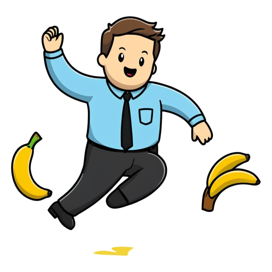 JD Vance with one foot stepping on a single banana peel on the ground, falling backwards sticker