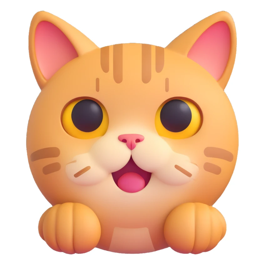 sad cat emoji, teary eyes, round face sticker