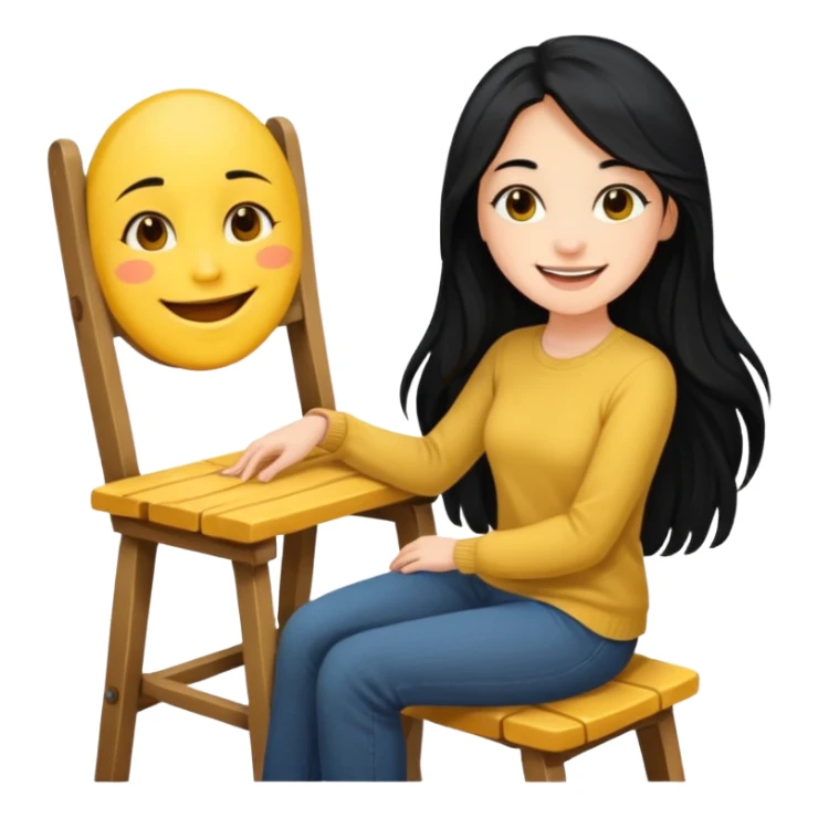 a yellow woman sitting on a chair sticker