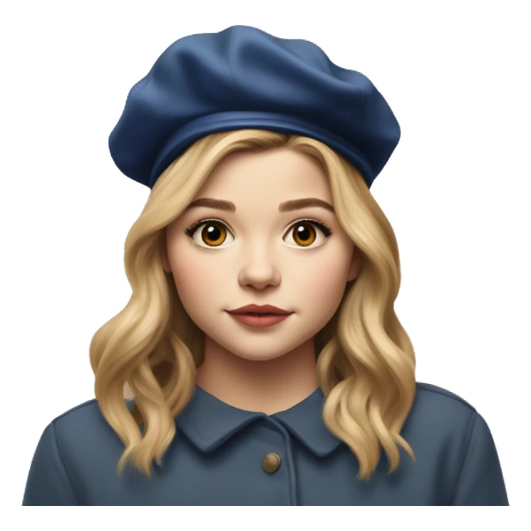 Chloe grace moretz painting while wearing a beret sticker