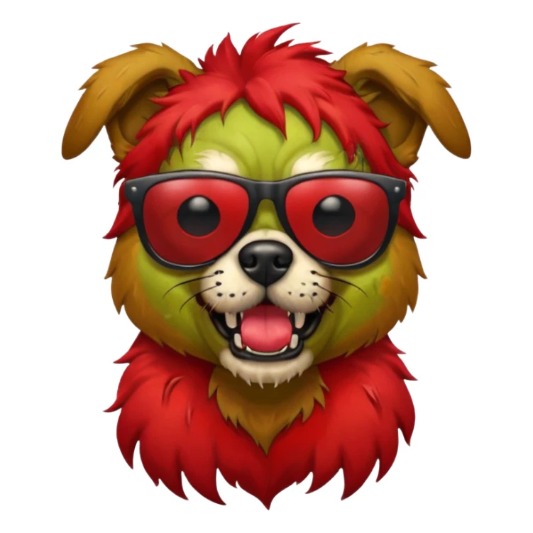 Zombie dog with red hair and sun glasses sticker